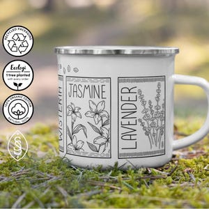 Illustration émaillée de sachets de graines | Impression botanique | en émail à motif végétal | Camping en plein air | Carte postale inspirée de la nature | Cadeau de jardinage de plantes
