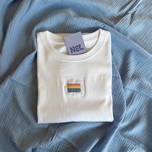 Pride Flag Queer Heavy T-Shirt - Sustainable, high-quality, fair-trade embroidered unisex organic cotton T-shirt