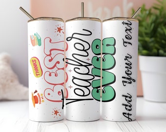 Personalized Name Teacher 20oz Tumbler Custom Tumbler Design Sublimation Best Teacher Name Back to School Gift PNG Download