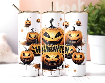 Bekerwikkel met pompoenmotief: griezelig Halloween-ontwerp (digitale download)