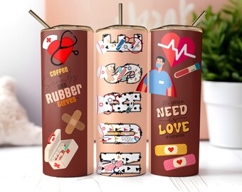 Male Nurse Pride 20 Unzen Tumbler Wrap: Nahtloses Sublimationsdesign (PNG Digital Download)