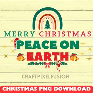 Merry Christmas Peace On Earth PNG Clipart (Digital Download)