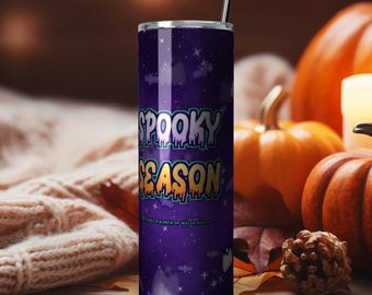 Diseño PNG para vaso térmico de temporada espeluznante, 20 oz, diseño delgado por sublimación, Halloween, recto y cónico, descarga instantánea.