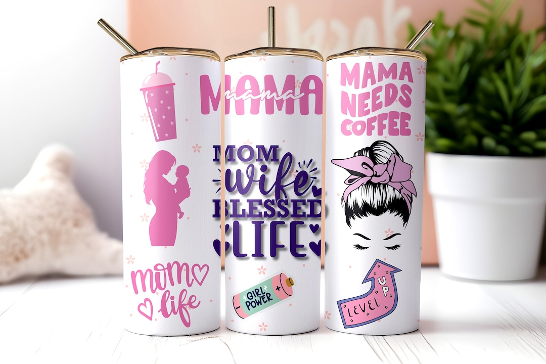 Mom Life 20oz Skinny Tumbler Sublimation Design (PNG File) - Etsy