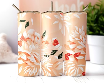 Boho Floral 20oz Tumbler Sublimation Design (PNG Digital Download)