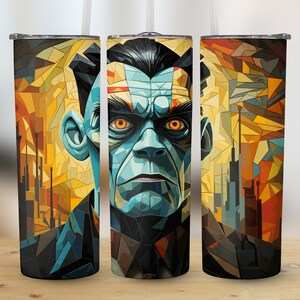 Frankenstein Monster Halloween 20oz Skinny Tumbler Sublimation Design, Straight & Tapered, Tumbler Wrap, Instant Download
