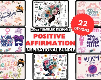 Positive Affirmation 20oz Tumbler Wrap Bundle (Digital Download)