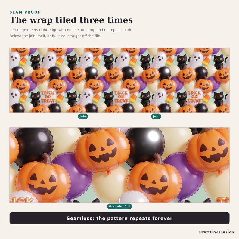 Gobelet gonflable 3D d'Halloween (PNG) : fantômes, citrouilles, chats noirs, bonbons de maïs, bonbons ou un sort ! Téléchargement sans couture pour gobelet fin de 590 ml (20 oz). image 3
