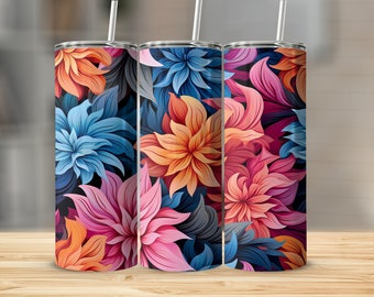 Floral Tumbler Wrap: Seamless Flower Pattern, 20oz Skinny Tumbler (PNG Digital Download)