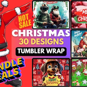 Christmas Tumbler Wrap Bundle: 30 Festive Designs (Digital Download)