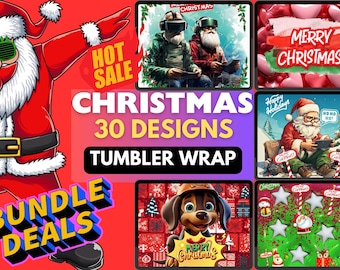 Christmas Tumbler Wrap Bundle: 30 Festive Designs (Digital Download)
