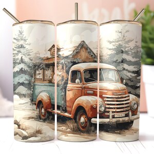 Vintage Christmas Truck Gnomes 20 oz Skinny Tumbler Sublimation Design, Straight & Tapered Wrap, Tumbler Wrap, Tumbler Png, Instant Download