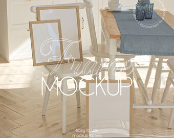 DIN A frame mockup, 3 Frame mockup, three frame mockup, realistic frame mockup, poster mockup, digital frame mockup, wooden frame mockup