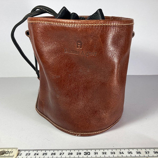 Cylinder bag bag rarity leather cylinder brown _Etienne Aigner