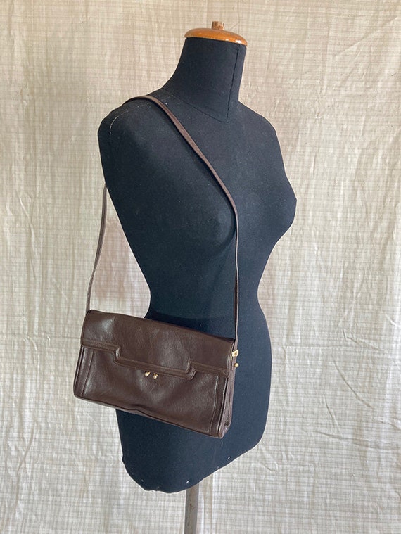 Brown leather bag, true vintage 50s style - image 9