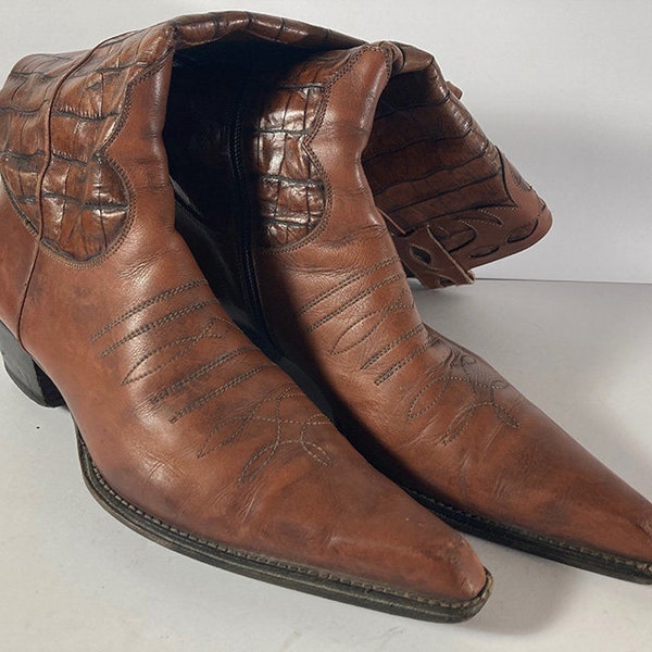 Kroko Cognac Boots  _ Vero Cuoio Vintage