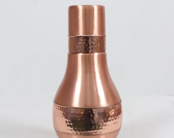 Handmade Hammered 100% Pure Copper Water Bottle | Mardi Gras Gift | Home Decor | Ayurvedic Health Benefits | Valentine Gift