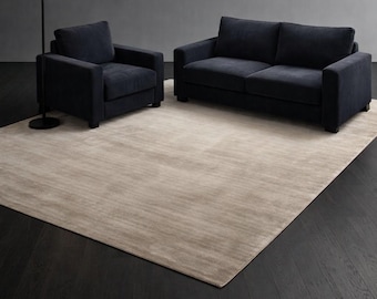 Beige Viscose Rug Handloom Tip Sheared Custom Size Soft Area Modern Luxury Living Room Carpet Textured Bedroom Floor Mat Decor Bamboo Silk