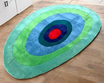 Wave Rug Decors Oval Hand Tufted Area Rug 100% woolen Carpet With High Low Cut Loop Piled Carpet 5x8 6x9 7x10 8x10 9x12 10x14 Rugs Gifts.