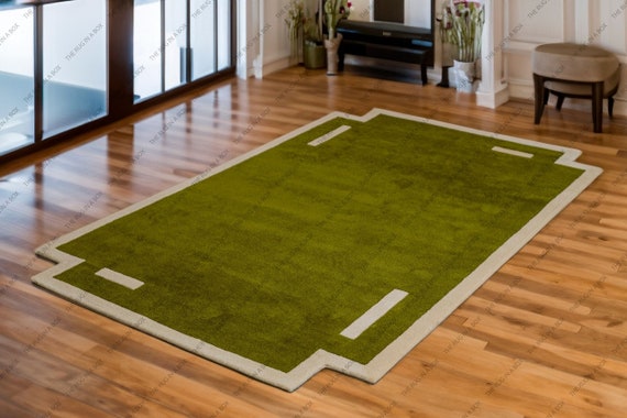 Loops Green Hand Tufted NK Rug 100% New Zealand Woolen Area Rug With Medium Thick Pile And Cotton Backing Bedroom Living Room Large Area Rug