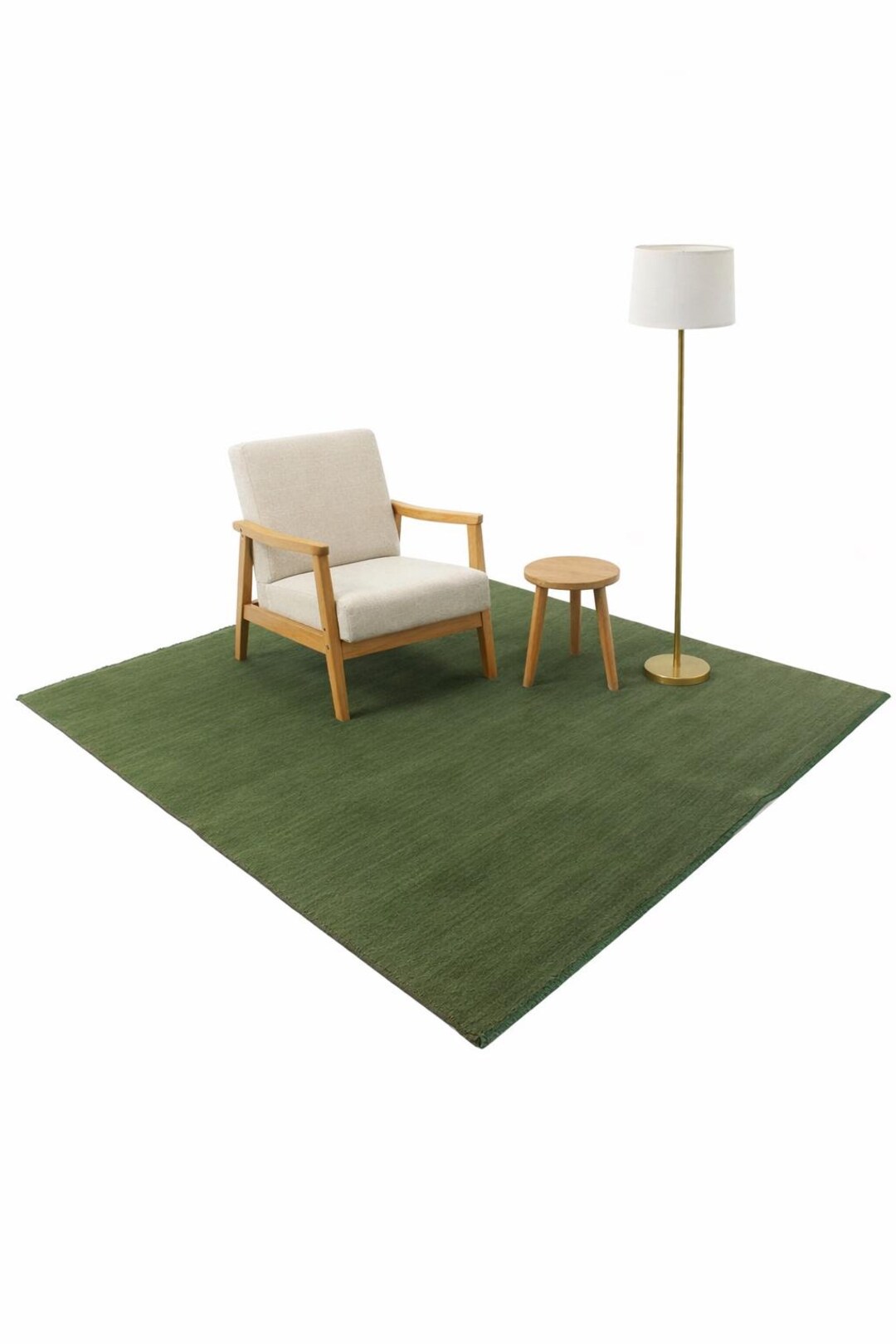 Square Rug Green Dark Green Square Handloom Rug Modern Minimalist Wool Carpet for Living ...