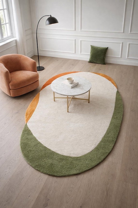 Loops green Hand Tufted NK Rug 100% NewZealand Woolen Area Rug With Medium Thick Pile And Cotton Backing Bedroom Living Room Large Area Rug