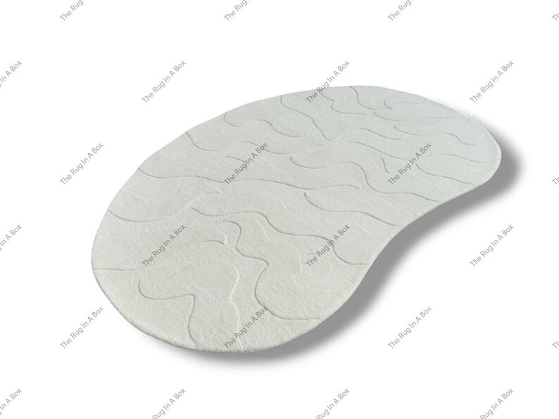 Kidney Bean Shape Tufted Plain Rug, Multi-level Pile, Hand-tufted Wool ...
