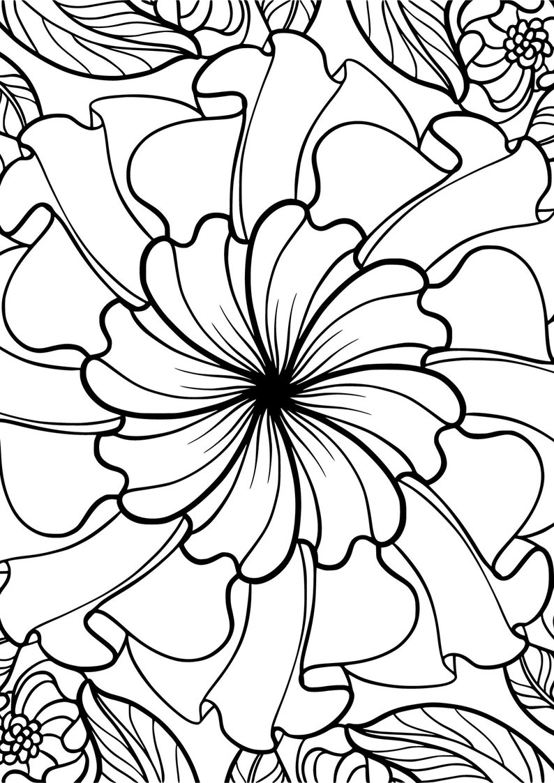 35 Floral Coloring Pages Flower Adult Coloring Pages Printable Adult Coloring Pages Instant