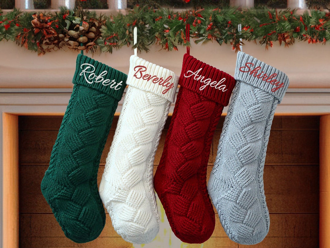 VDSOW Lot De 2 Chaussettes Noël 18 Pouces - Bas Tricoté Rouge/Blanc Pour Déco Cheminée | Cadeaux