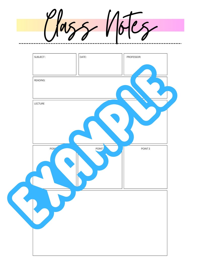 Class Lecture Notes Template - Etsy