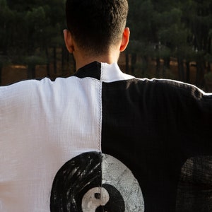 Handmade Black & White Yin Yang Kimono image 2