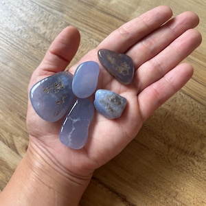 Blue Chalcedony Tumbled Pocket Stones
