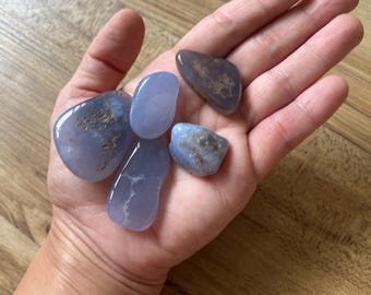 Blue Chalcedony Tumbled Pocket Stones