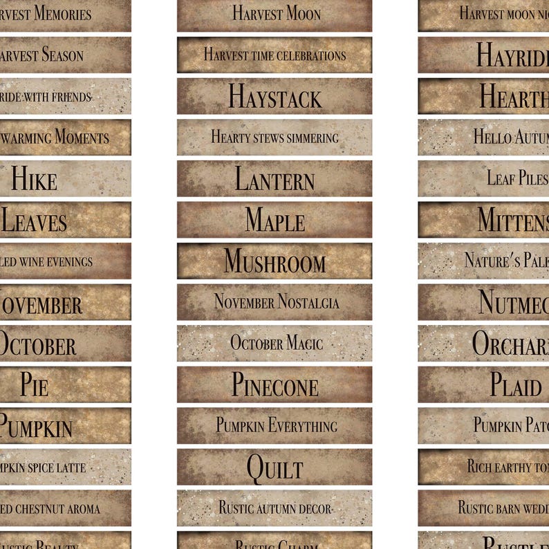 Sentiment Strips Autumn Junk Journal Words, Printable Rustic Labels for ...