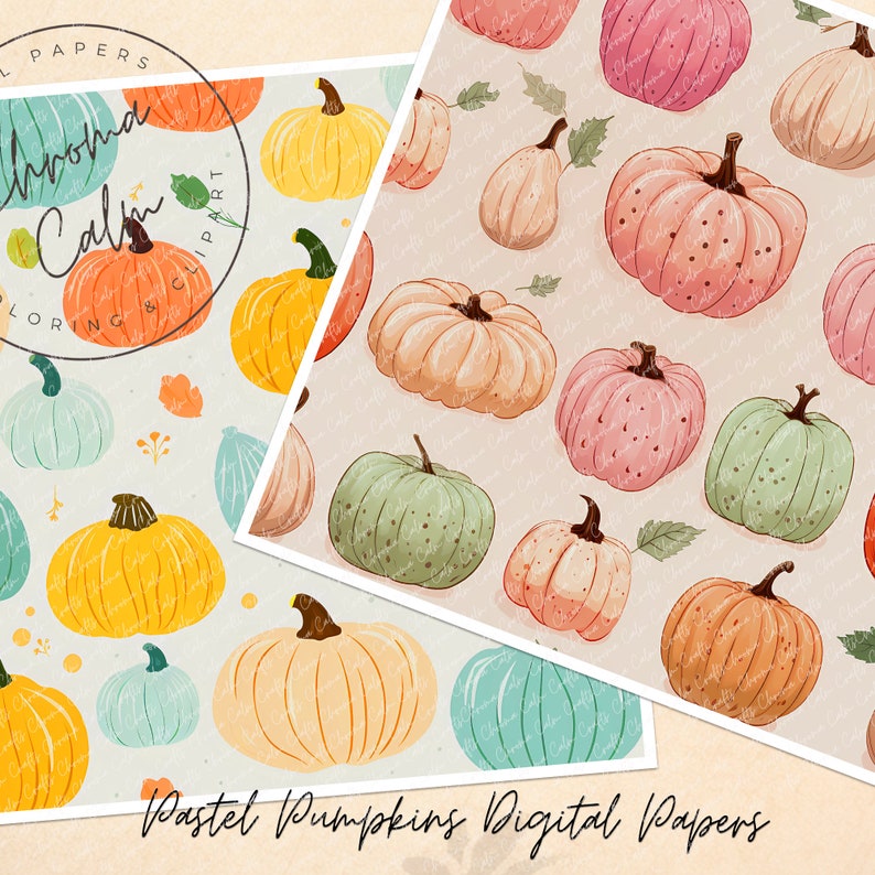 Pastel Pumpkin Digital Paper Seamless Pattern, Halloween Pattern ...