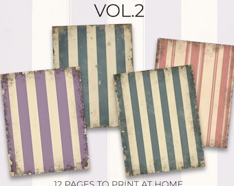 Grunge Distressed Junk Journal Bakgrundspapper Pack, Neutral Randiga Utskrivbara Sidor