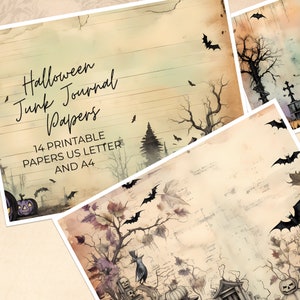 Halloween Junk Journal Papers, Spooky Printable Papers, Digital Journal Backgrounds