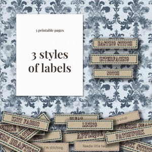 Wörter und Redewendungen nähen, DIY Journal Buch Zubehör, Digitale Etiketten mit Zitaten und Sprüchen zum Nähen, 3 verschiedene Stile