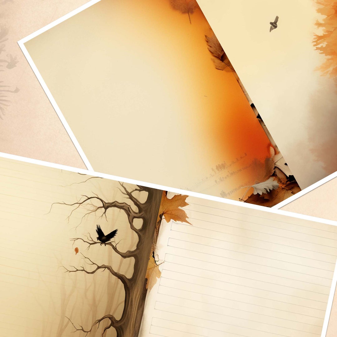 Fall Junk Journal Pages Printable, Fall Leaves Craft Papers, 20 Half ...