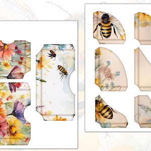 Bee Junk Journal Printable Pockets, Digital Ephemera Kit for Crafting and Scrapbooking Supplies