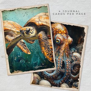 Ocean Junk Journal cards, Nautical Printable Ephemera, Digital Download, Beach Scrapbook Pages, Craft Supplies