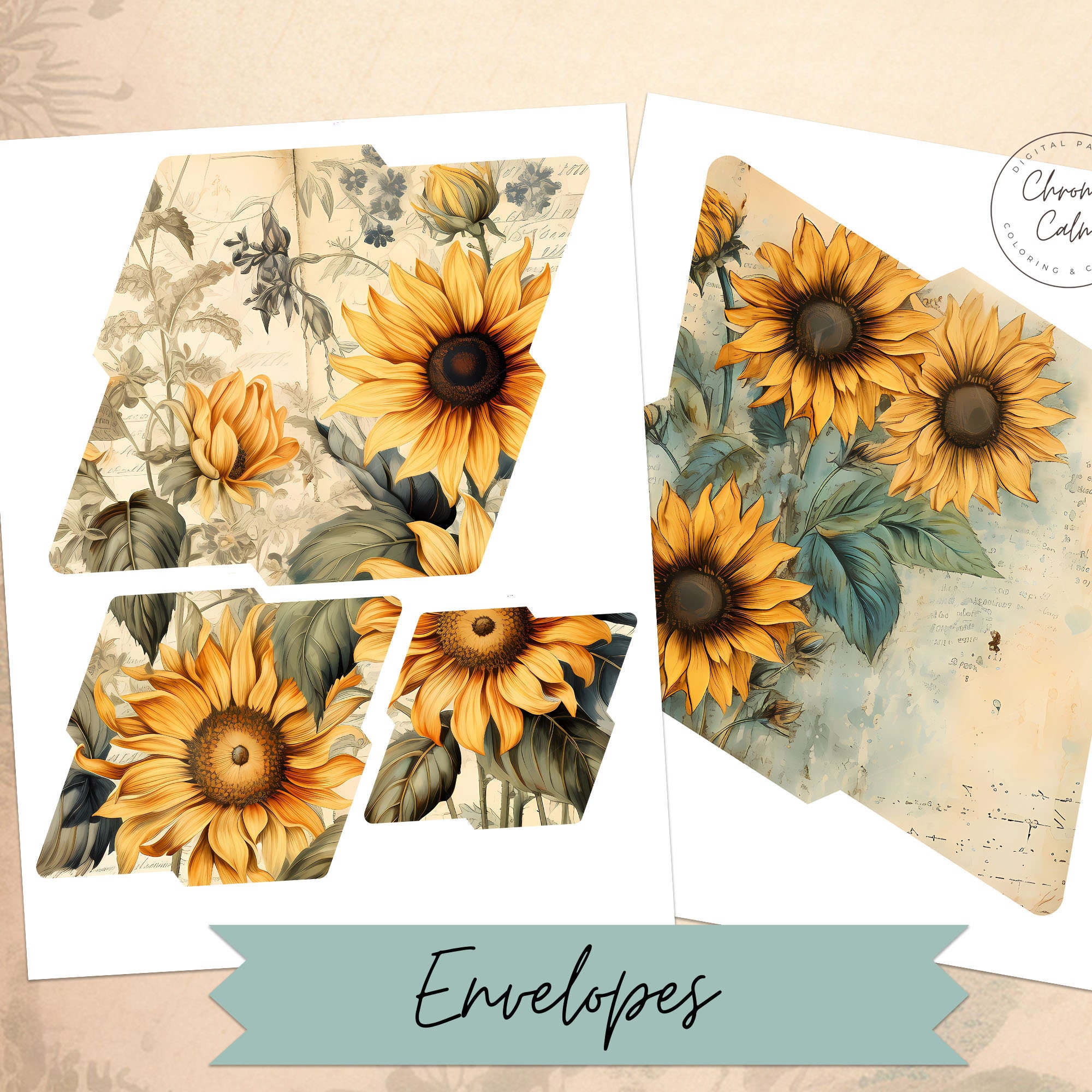 Printable Sunflower Junk Journal Kit - Vintage Style Digital ...