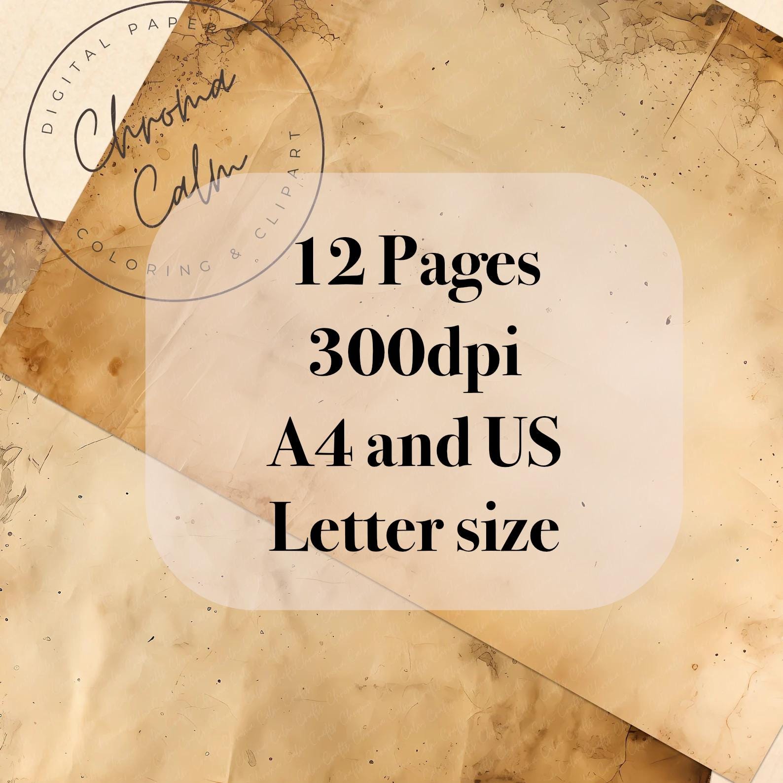 Tea Stain Paper Digital Download, Printable Junk Journal With 