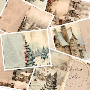 Vintage Christmas Junk Journal Kit -  Christmas Junk Journal Papers and Ephemera,  Digital Download