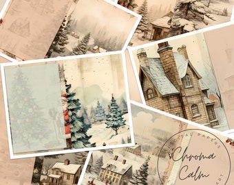 Vintage Christmas Junk Journal Kit – Ephemera, Papers, Tags (Digital Download)