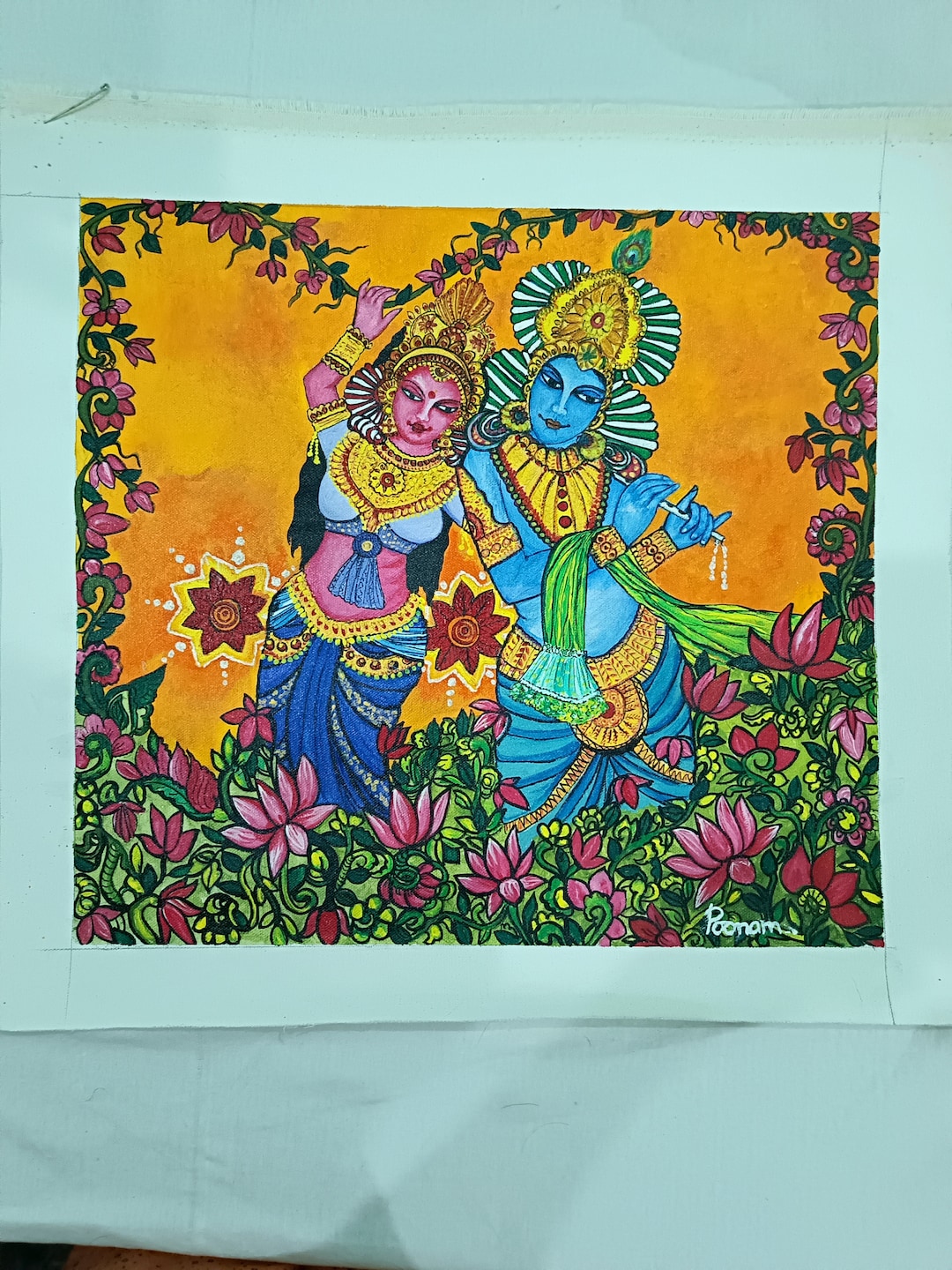 Radha Krishna Acrylic Painting on Canvas for Home Decorations Etsy