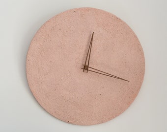 Clay Plaster Wall Clock |  Wooden Hand | Interior Design | Handmade