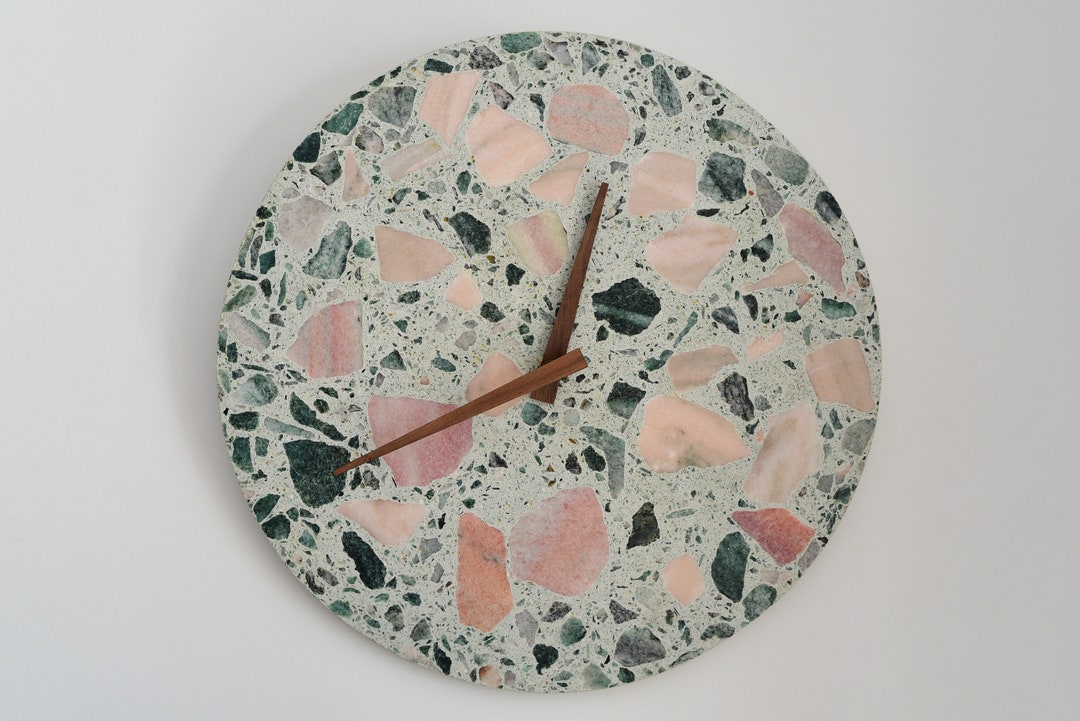 Lastryko Wall Clocks Terrazzo Wall Clocks Wooden Hand Etsy