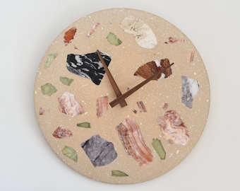 Outlet - Lastryko Wall Clocks | Terrazzo Wall Clocks |  Wooden Hand | Interior Design | Handmade