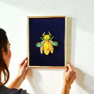 Buttergelb Käfer gerahmt Wandbild Butter gelb Fehler Whimsigoth Dekoration